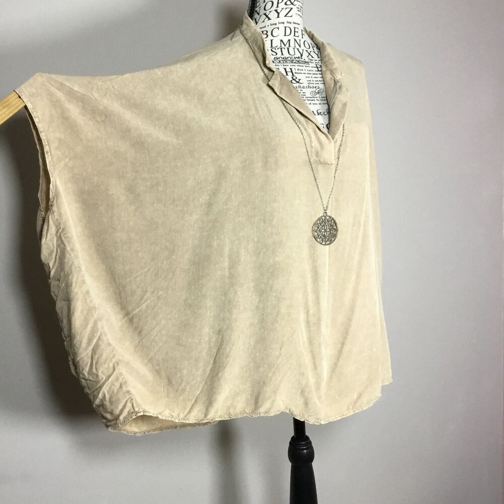 Mustard Seed circular slouchy top mottled cream tan unique boho hippie western L